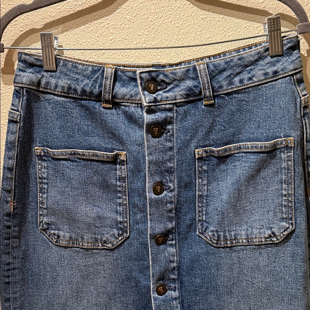 Pilcro Blue Denim Maxi Skirt with Button Front - Picture 2 of 4